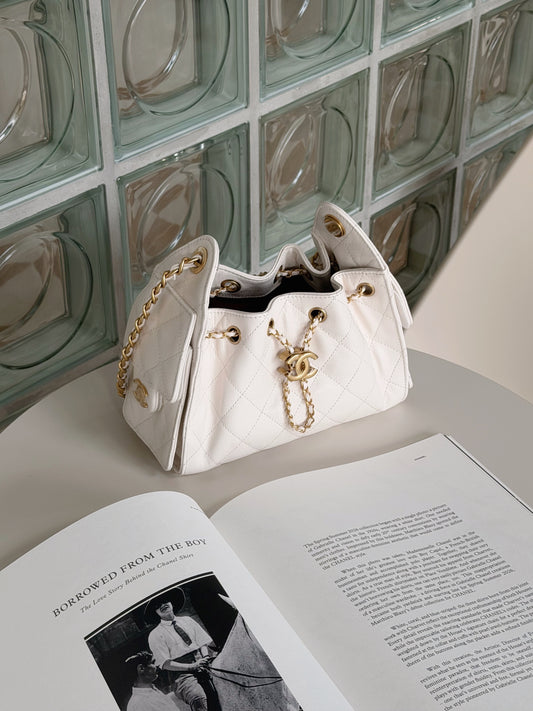 Chanel | Mini 25 Bag 白色 荔枝牛皮 金釦
