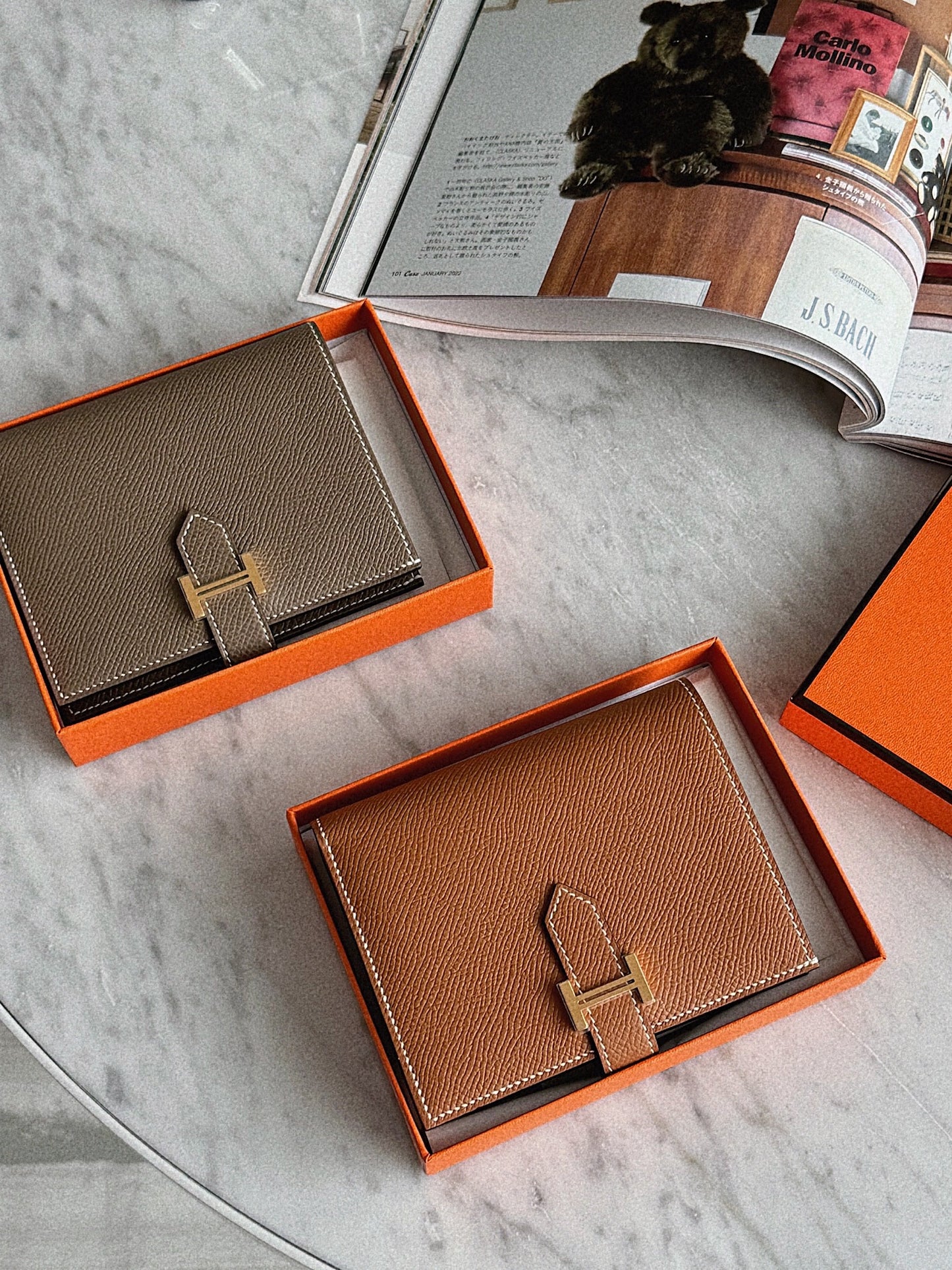 Hermès Bearn Compact Wallet 金棕金釦