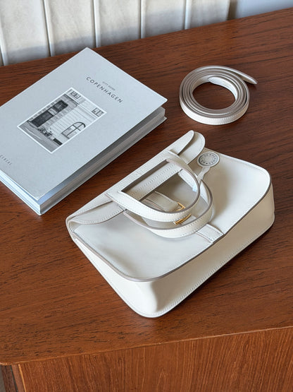 Hermès Mini Halzan 奶昔白 金釦