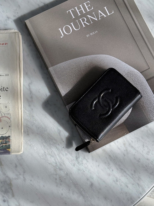 Chanel | 老香感拉鍊錢包 黑色