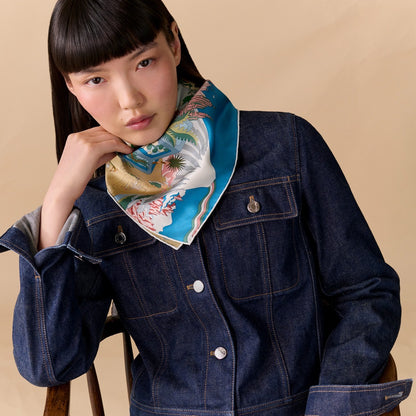Hermès | 絲巾90 Academia Hippica 馬術學院 米色 × 蔚藍色