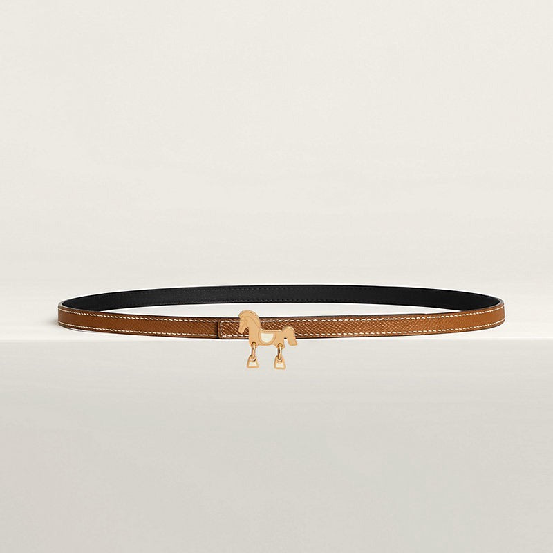 Hermès | Tornade 雙面皮腰帶 金棕X黑色 金釦