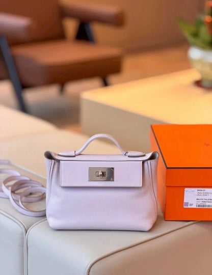 Hermès | Mini 2424 夢幻紫 銀釦