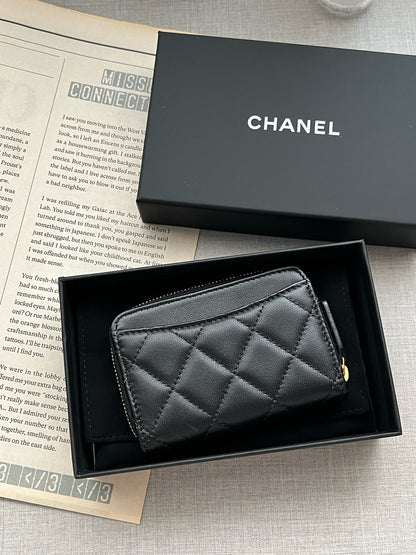 Chanel | Coco 加大拉鍊錢包 黑色 金釦