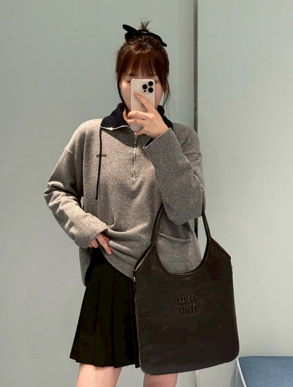 Miu Miu | Ivy 皮革手袋 咖啡棕色