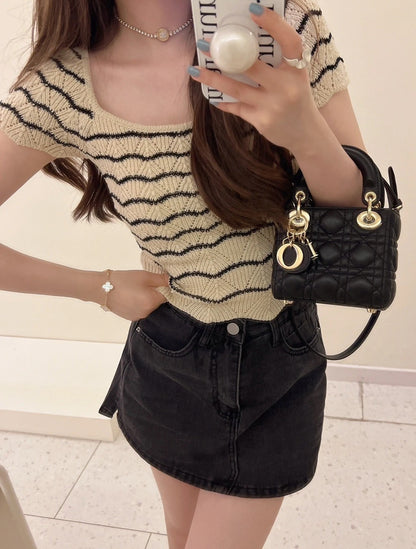 <S - 99成新> Dior | Mini Lady Dior 黑色 金釦 羊皮