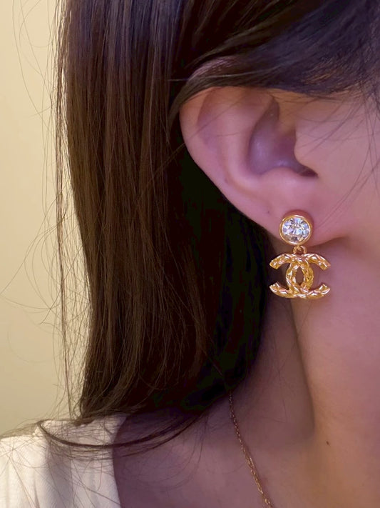 Chanel | 26P 金菱格 CC耳環