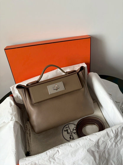 <S - 99成新> Hermès | Mini 2424 大象灰 銀釦