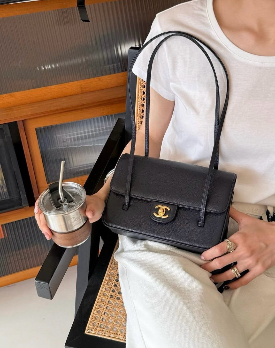 Chanel | Preppy Coco 黑色 金釦