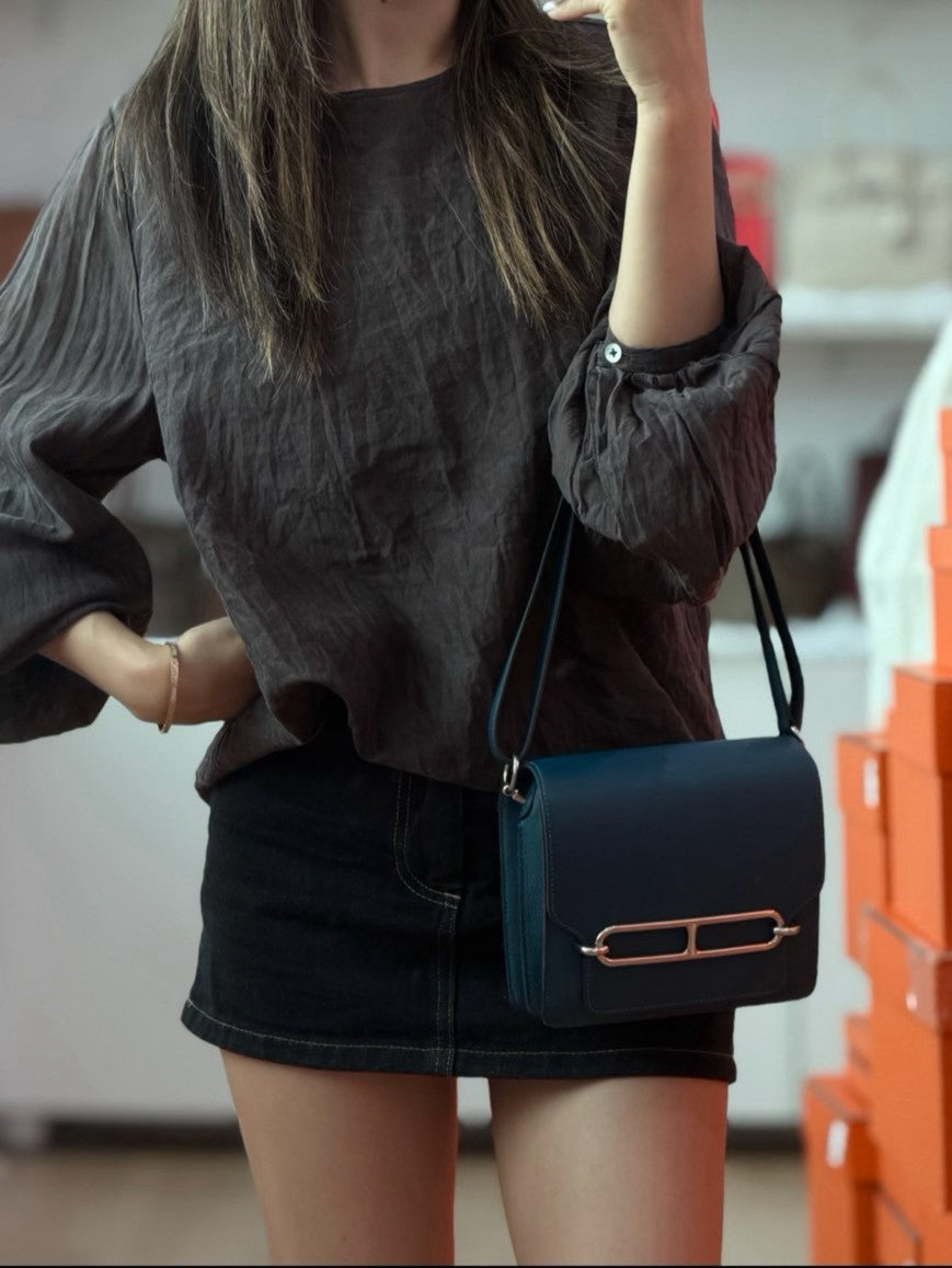 <A - 95成新> Hermès | Mini Roulis 普魯士藍 銀釦