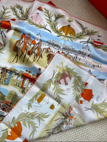 Hermès | 絲巾 70 Chantilly賽馬盛典 橘色