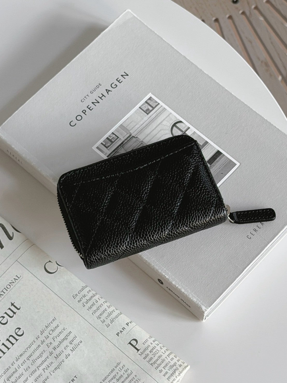 <NS - 未使用新品> Chanel | 經典拉鍊零錢包 黑色 銀釦 荔枝牛皮