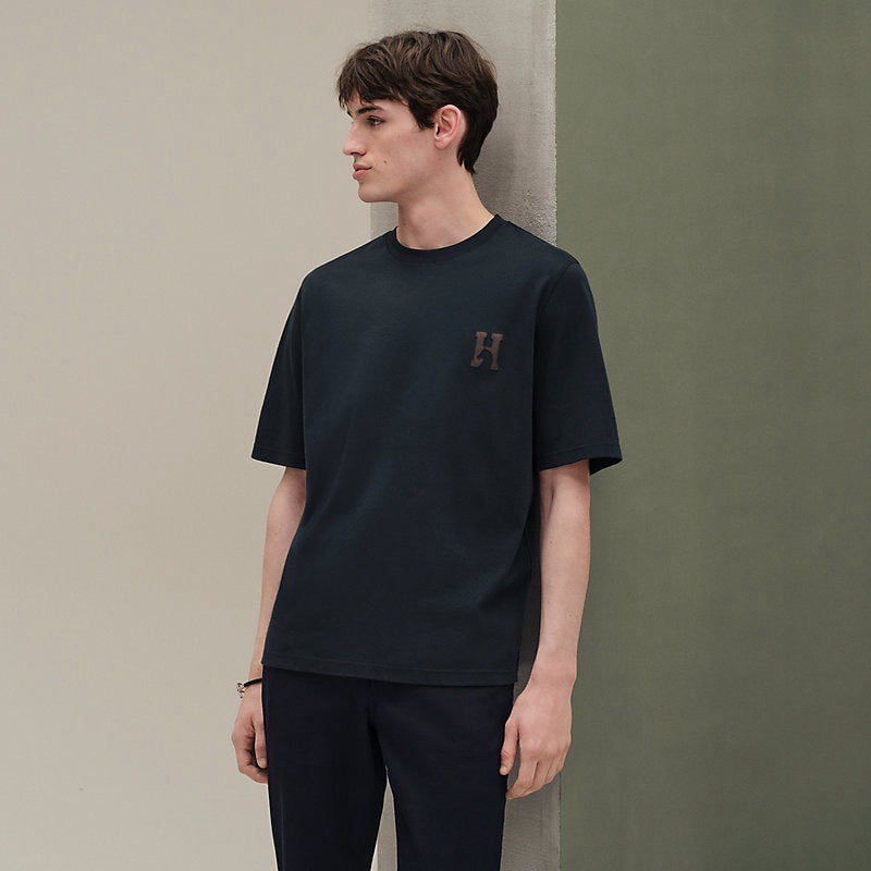 Hermès | H'Cheval 皮革細節 T 恤 黑色