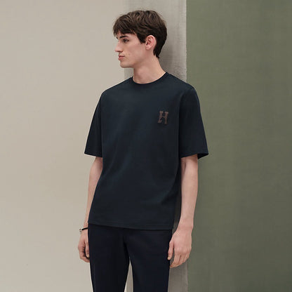 Hermès | H'Cheval 皮革細節 T 恤 黑色