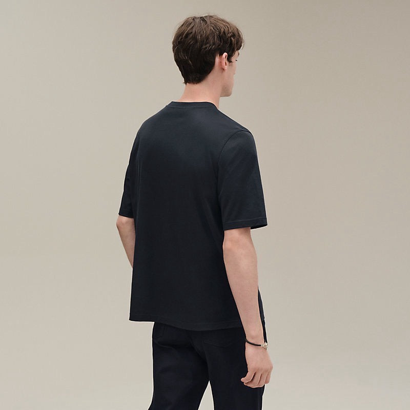 Hermès | H'Cheval 皮革細節 T 恤 黑色