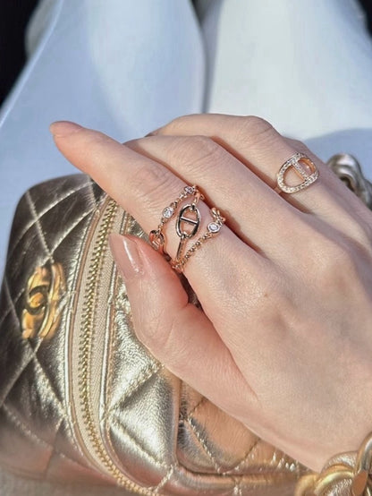 Hermès | Chaine dancre Chaos 戒指 玫瑰金