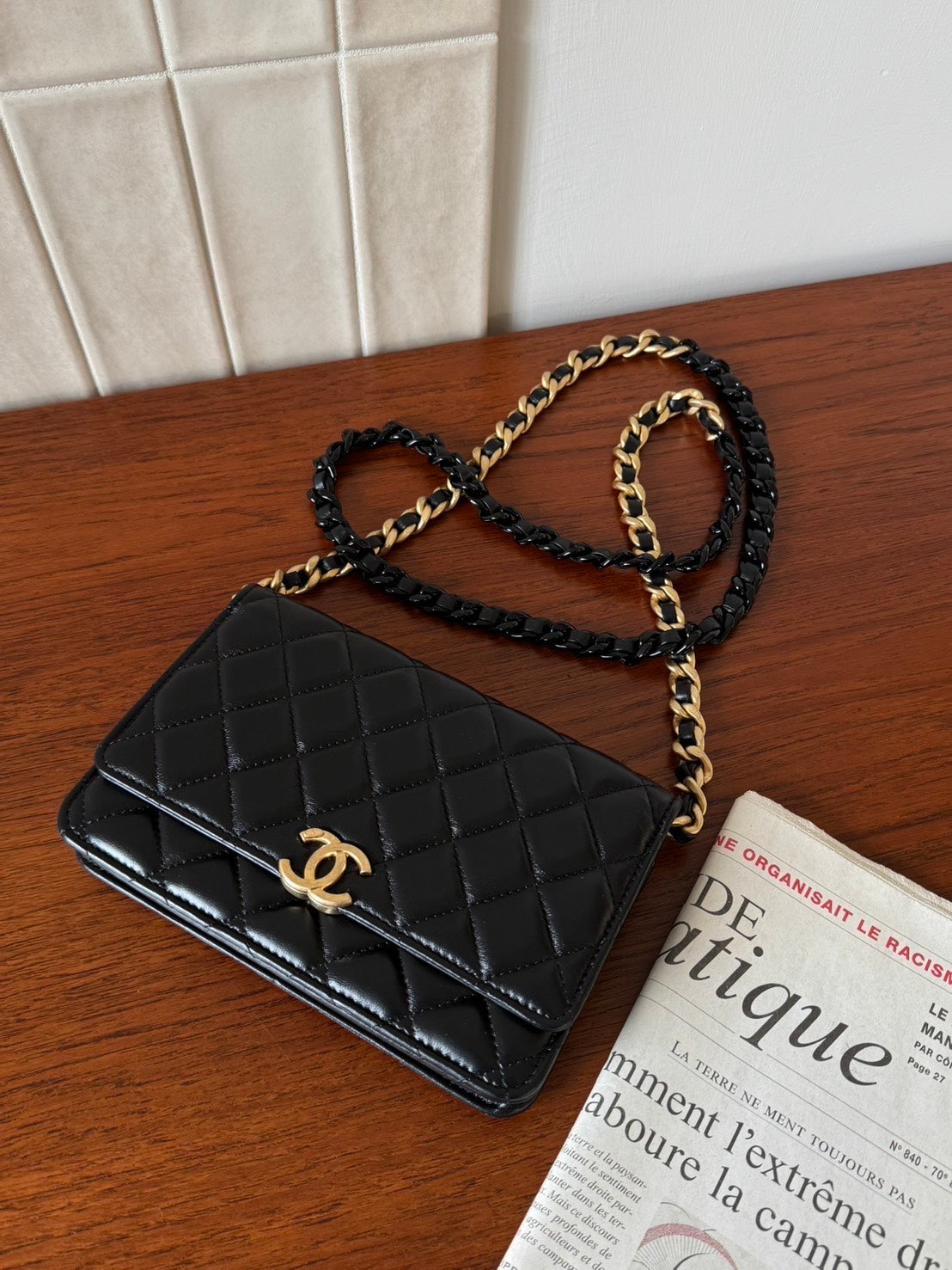 <S - 99成新>  Chanel | WOC 黑色 羊皮 金釦