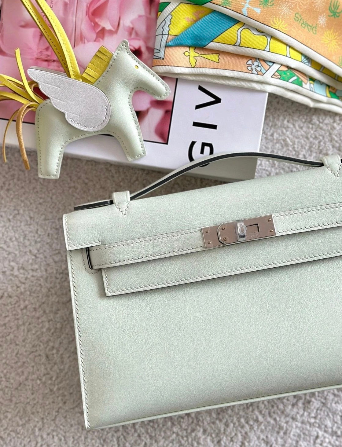 Hermès | Mini Kelly 一代 氣泡綠 銀釦