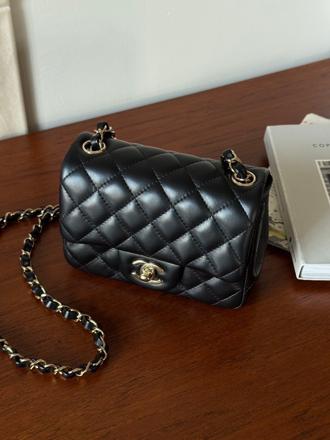 <NS - 全新閒置品> Chanel | 方胖 黑色 金釦 羊皮