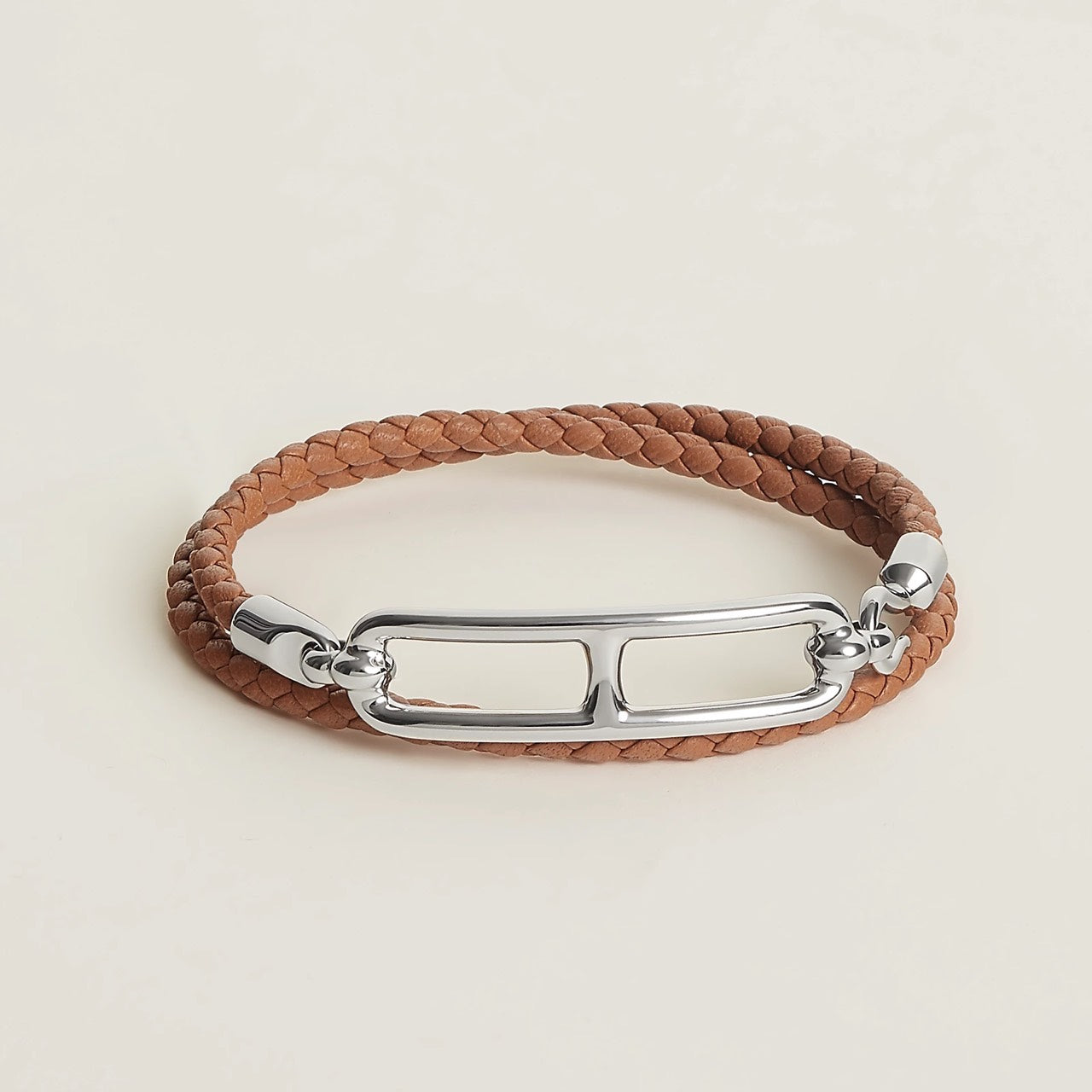 Hermès | Double Tour 手環 金棕色 銀釦
