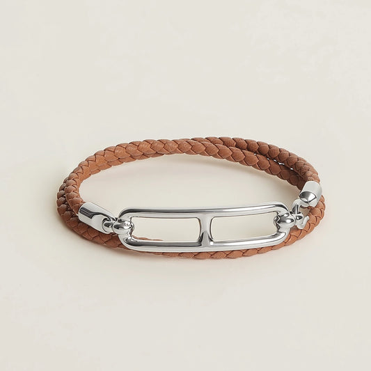 Hermès | Double Tour 手環 金棕色 銀釦