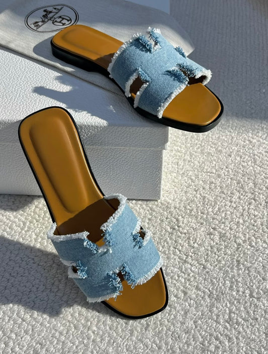 Hermès | Oran涼鞋 流蘇牛仔藍