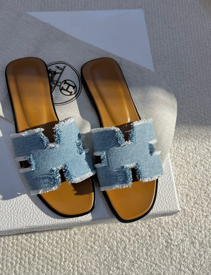 Hermès | Oran涼鞋 流蘇牛仔藍