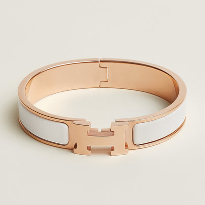 Hermès | Clic H 手環 白色 x 玫瑰金