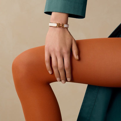 Hermès | Clic H 手環 白色 x 玫瑰金