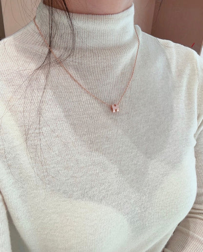 Hermès | Mini Pop H 項鍊 玫瑰粉 玫瑰金釦