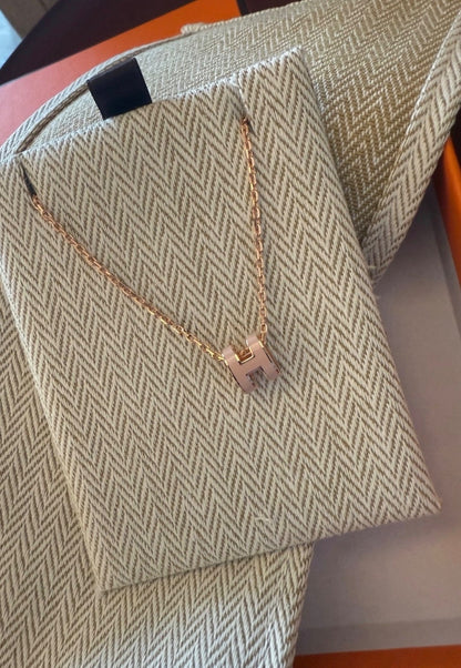 Hermès | Mini Pop H 項鍊 玫瑰粉 玫瑰金釦
