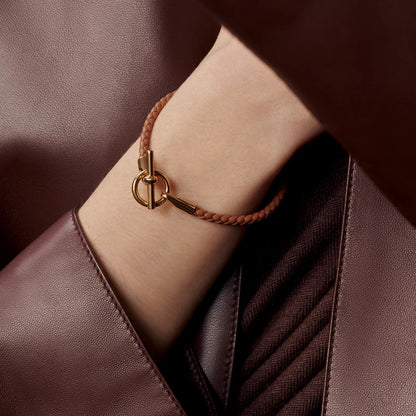 Hermès | Glenan 編織手環 金棕色 金釦