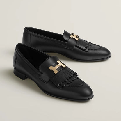 Hermès | Royal 樂福鞋 黑色 金釦