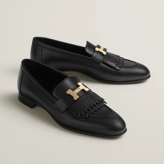 Hermès | Royal 樂福鞋 黑色 金釦