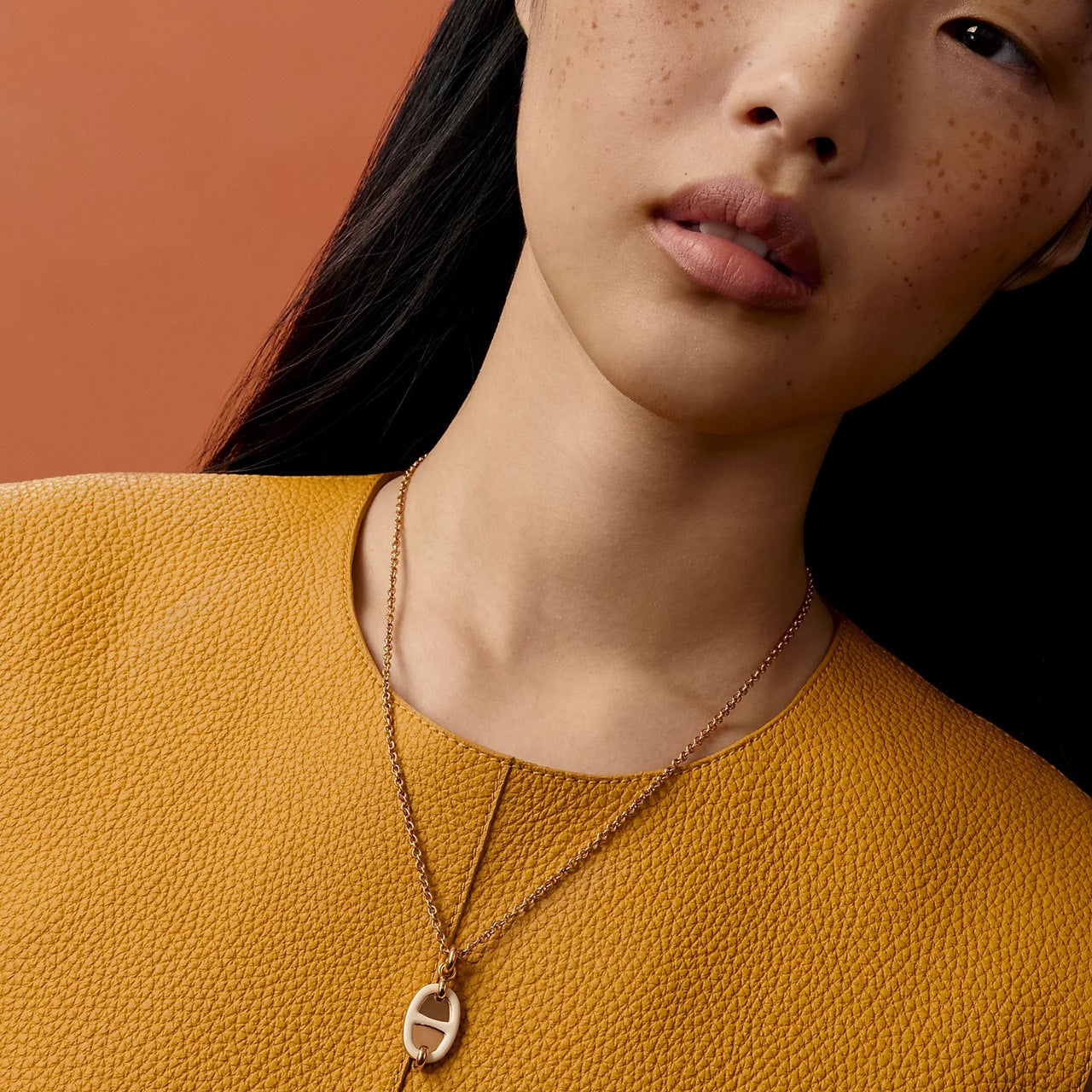 Hermès | Mini Maillon 項鍊 玫瑰金 x 奶油白