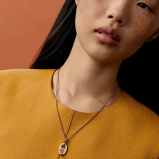 Hermès | Mini Maillon 項鍊 玫瑰金 x 奶油白