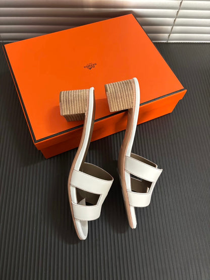 Hermès | Oran H 白色 低跟涼鞋