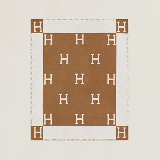 Hermès | Avalon 薄毯 淺米色 / 深灰色