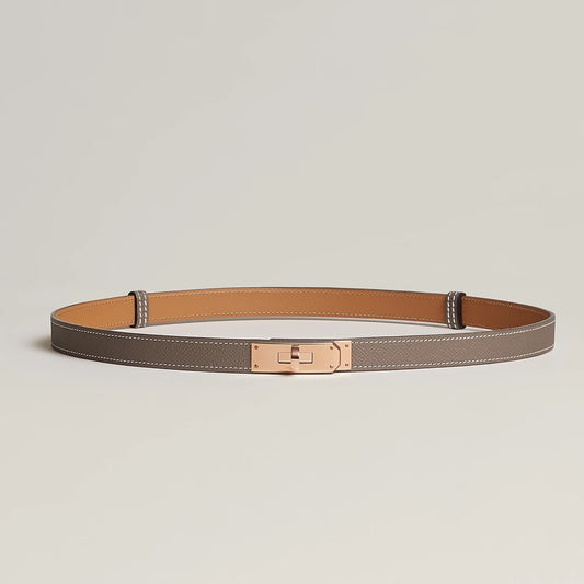 Hermès | Kelly 18 腰帶 玫瑰金 × 大象灰