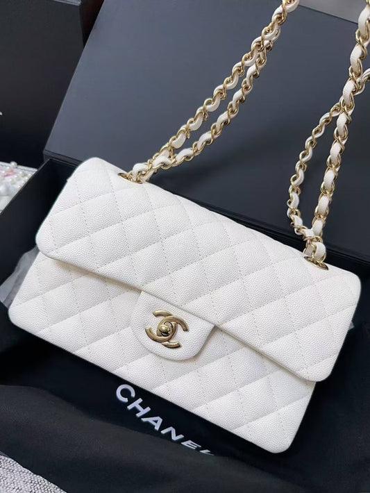 <NS-全新閒置品> Chanel | CF23 白色 荔枝皮 金釦