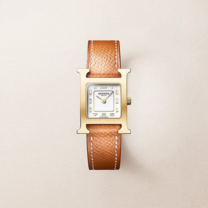 Hermès | H Hour 手錶 25mm 金棕色 x 珍珠母貝面盤