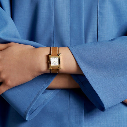 Hermès | H Hour 手錶 25mm 金棕色 x 珍珠母貝面盤
