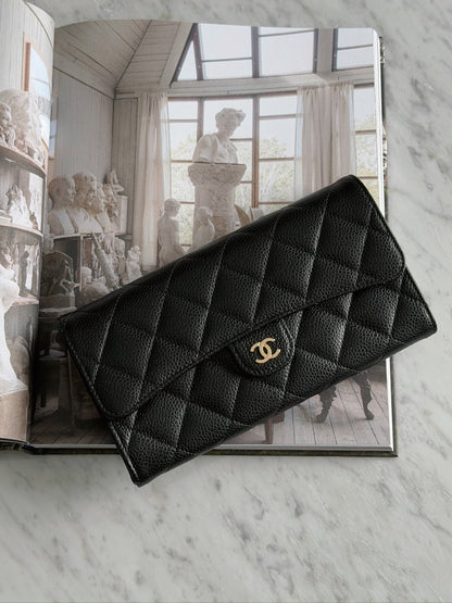 Chanel | CF長夾 黑色金釦 荔枝牛皮