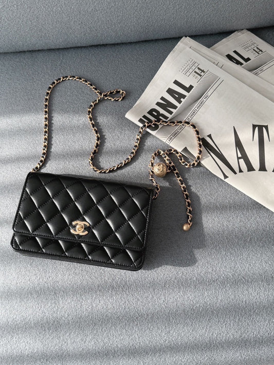 Chanel Wallet On Chain WOC 黑色金球