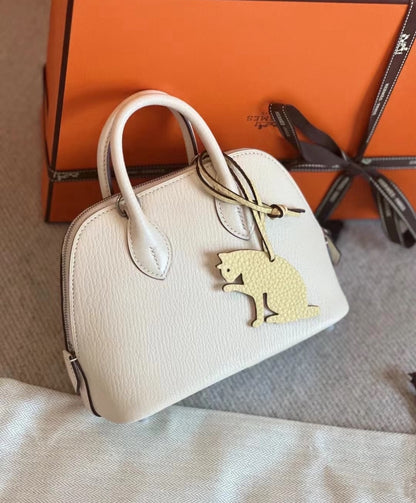 Hermès | Mini Bolide 奶油白 金釦 山羊皮