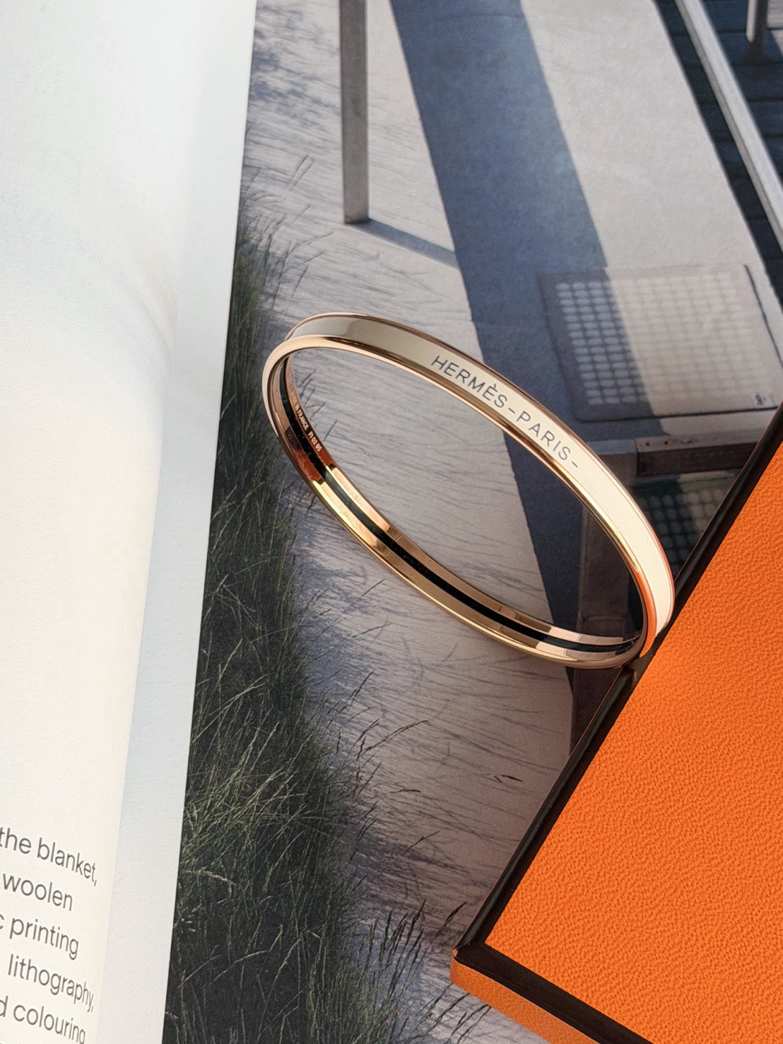 Hermès | Extra Fin Uni 極細手環 奶油色拼玫瑰金