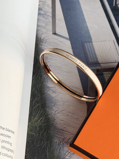 Hermès | Extra Fin Uni 極細手環 奶油色拼玫瑰金