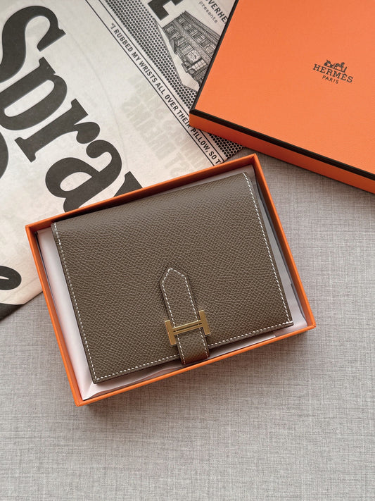 Hermès | Bearn Compact 大象灰 金釦