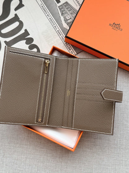 Hermès | Bearn Compact 大象灰 金釦