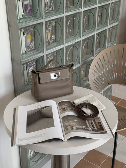 <S - 99成新> Hermès | Mini 2424 大象灰 銀釦